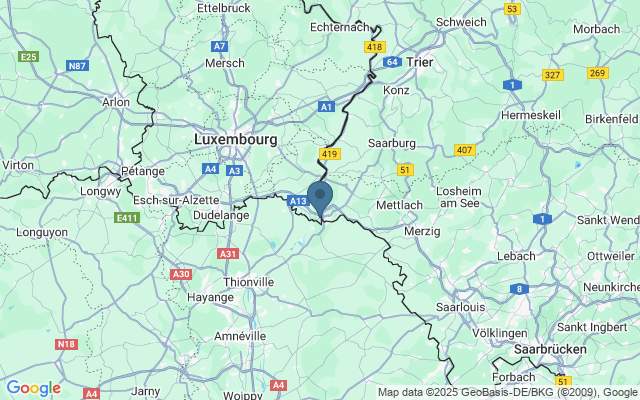 Kaart met locatie Luxemburgse wijnroute